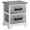 CARO-Möbel Nachttisch SALERNO Weiß/grau, 2 Schubladen -Möbelgeschäft 94096 0 N1
