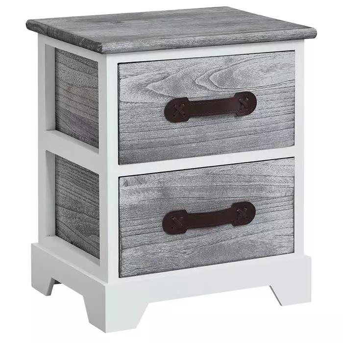 CARO-Möbel Nachttisch SALERNO Weiß/grau, 2 Schubladen 3 CARO-Möbel Nachttisch SALERNO Weiß/grau, 2 Schubladen