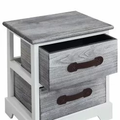 CARO-Möbel Nachttisch SALERNO Weiß/grau, 2 Schubladen 11 CARO-Möbel Nachttisch SALERNO Weiß/grau, 2 Schubladen -Möbelgeschäft 94096 3