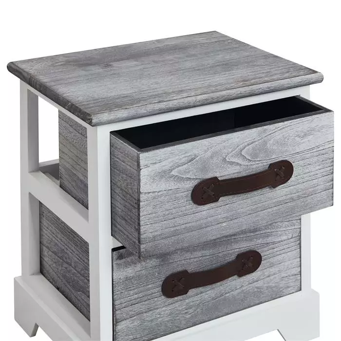 CARO-Möbel Nachttisch SALERNO Weiß/grau, 2 Schubladen 6 CARO-Möbel Nachttisch SALERNO Weiß/grau, 2 Schubladen – Bild 4