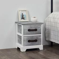 CARO-Möbel Nachttisch SALERNO Weiß/grau, 2 Schubladen 13 CARO-Möbel Nachttisch SALERNO Weiß/grau, 2 Schubladen -Möbelgeschäft 94096 5