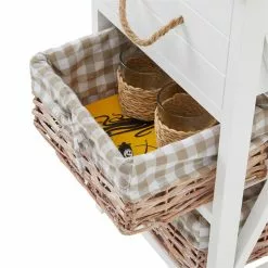 CARO-Möbel Nachttisch PERUGIA Mit 1 Schublade Und 2 Körben, Weiß -Möbelgeschäft 94099 4 N