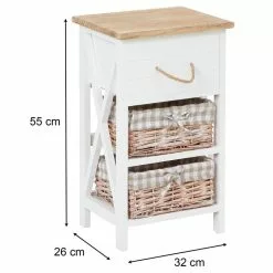CARO-Möbel Nachttisch PERUGIA Mit 1 Schublade Und 2 Körben, Weiß -Möbelgeschäft 94099 9 N