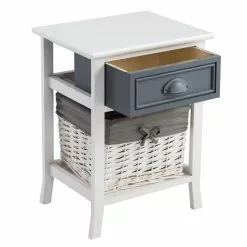 CARO-Möbel Nachttisch FLORENZ Weiß Mit 1 Schublade -Möbelgeschäft 94103 2