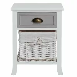CARO-Möbel Nachttisch TOSCANA Weiß Mit Schublade -Möbelgeschäft 94106 2 N1