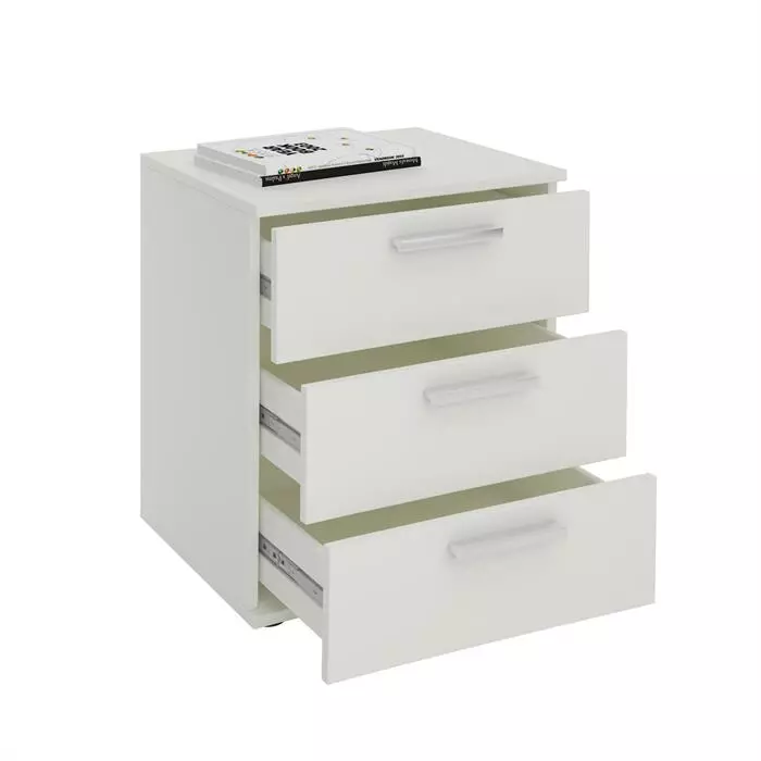CARO-Möbel Nachttisch MARIELLA Weiß Mit 3 Schubladen 4 CARO-Möbel Nachttisch MARIELLA Weiß Mit 3 Schubladen – Bild 2