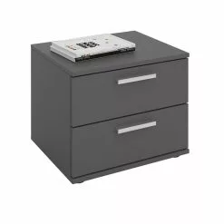 CARO-Möbel Nachttisch MAXIMA In Grau Mit 2 Schubladen