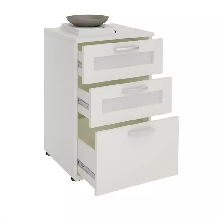 CARO-Möbel Nachttisch MARIKE In Weiß Mit 3 Schubladen 4 CARO-Möbel Nachttisch MARIKE In Weiß Mit 3 Schubladen – Bild 2