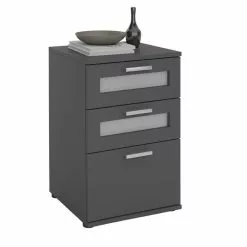 CARO-Möbel Nachttisch MARIKE In Grau Mit 3 Schubladen