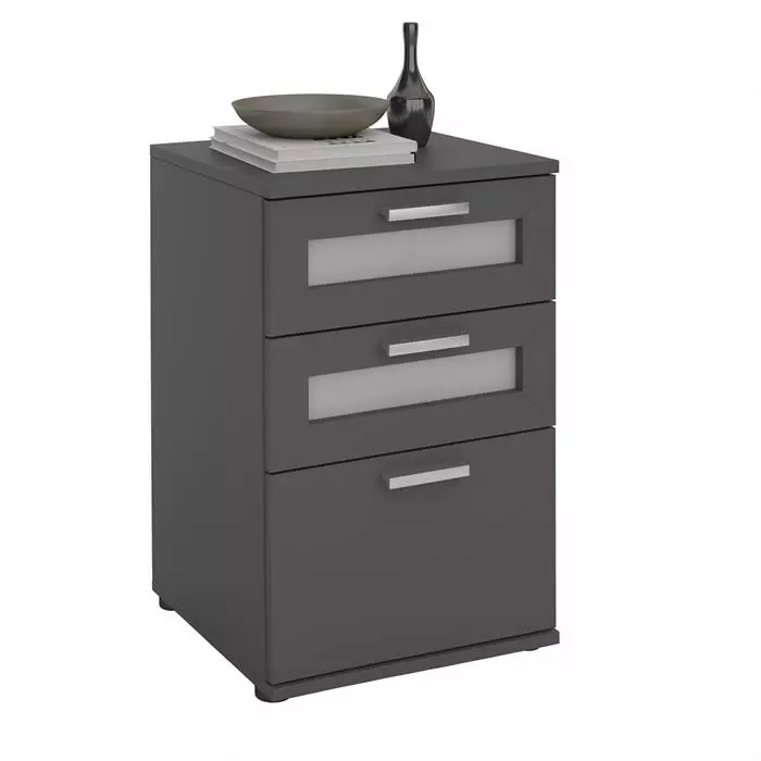 CARO-Möbel Nachttisch MARIKE In Grau Mit 3 Schubladen 3 CARO-Möbel Nachttisch MARIKE In Grau Mit 3 Schubladen