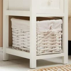 CARO-Möbel Nachttisch MESSINA Im 2er Set, Mit 1 Schublade Und Korb, In Weiß -Möbelgeschäft 94233 AC5