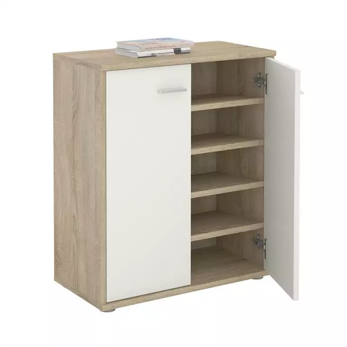 CARO-Möbel Schuhschrank LENNIS 2 Türen In Sonoma Eiche/weiß 3 CARO-Möbel Schuhschrank LENNIS 2 Türen In Sonoma Eiche/weiß