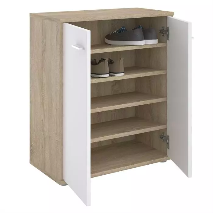 CARO-Möbel Schuhschrank LENNIS 2 Türen In Sonoma Eiche/weiß 4 CARO-Möbel Schuhschrank LENNIS 2 Türen In Sonoma Eiche/weiß – Bild 2