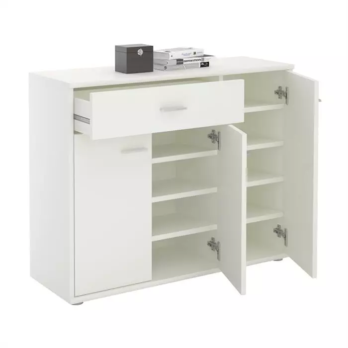 CARO-Möbel Schuhschrank DEUSTO 1 Schublade, 3 Türen In Weiß 3 CARO-Möbel Schuhschrank DEUSTO 1 Schublade, 3 Türen In Weiß