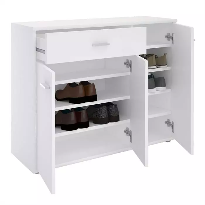 CARO-Möbel Schuhschrank DEUSTO 1 Schublade, 3 Türen In Weiß 4 CARO-Möbel Schuhschrank DEUSTO 1 Schublade, 3 Türen In Weiß – Bild 2