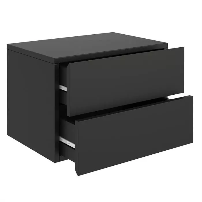 CARO-Möbel Wandregal Nachtschrank ANNI Mit 2 Schubladen In Schwarz 3 CARO-Möbel Wandregal Nachtschrank ANNI Mit 2 Schubladen In Schwarz