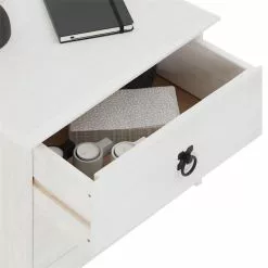 CARO-Möbel Nachttisch RESIDENCIA Kiefer Massiv Weiß, Mit 2 Schubladen -Möbelgeschäft 94539 3