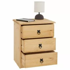 CARO-Möbel Nachttisch BARRIO Aus Kiefer Mit 3 Schubladen -Möbelgeschäft 94540 2