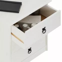 CARO-Möbel Nachttisch RESIDENCIA, Kiefer Massiv Weiß, Mit 3 Schubladen -Möbelgeschäft 94541 3