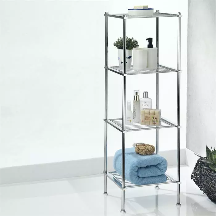 CARO-Möbel Badregal TIRANA Mit 4 Ablagen, Metall Verchromt 4 CARO-Möbel Badregal TIRANA Mit 4 Ablagen, Metall Verchromt – Bild 2