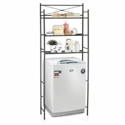 CARO-Möbel Toiletten Waschmaschinen Regal MARSA Mit 3 Ablagen In 3 Schwarz