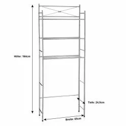 CARO-Möbel Toiletten Waschmaschinen Regal MARSA Mit 3 Ablagen In Chrom -Möbelgeschäft 94589 3