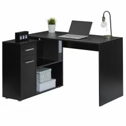 CARO-Möbel Eckschreibtisch LENA Mit Regal In Schwarz