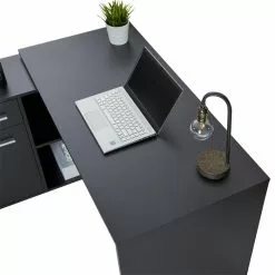 CARO-Möbel Eckschreibtisch LENA Mit Regal In Schwarz -Möbelgeschäft 94602 7