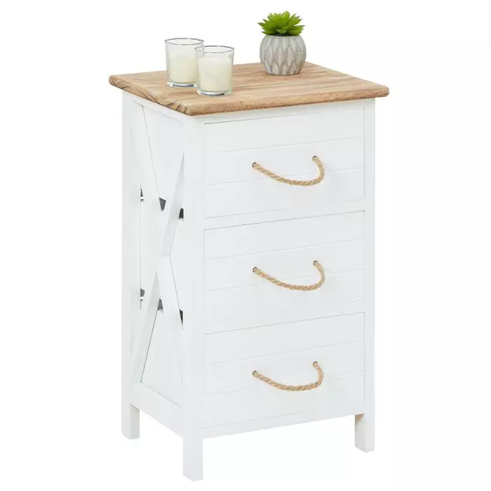 CARO-Möbel Nachttisch PERUGIA Mit 3 Schubladen In Weiß 3 CARO-Möbel Nachttisch PERUGIA Mit 3 Schubladen In Weiß