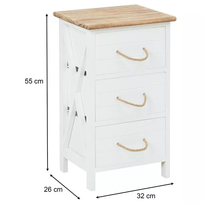 CARO-Möbel Nachttisch PERUGIA Mit 3 Schubladen In Weiß 8 CARO-Möbel Nachttisch PERUGIA Mit 3 Schubladen In Weiß – Bild 6