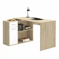 CARO-Möbel Eckschreibtisch LENA Mit Regal In Sonoma Eiche/weiß