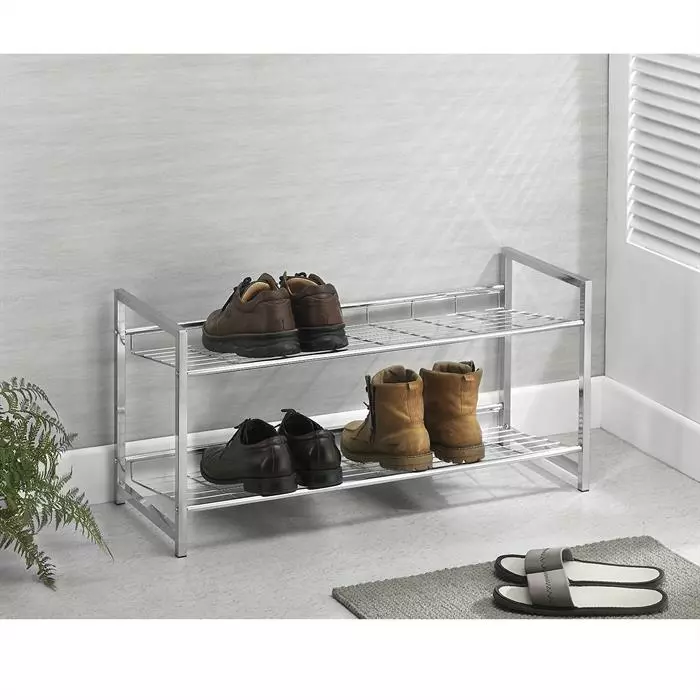 CARO-Möbel Schuhregal VALERIO Metall Verchromt, 2 Ablagen 4 CARO-Möbel Schuhregal VALERIO Metall Verchromt, 2 Ablagen – Bild 2