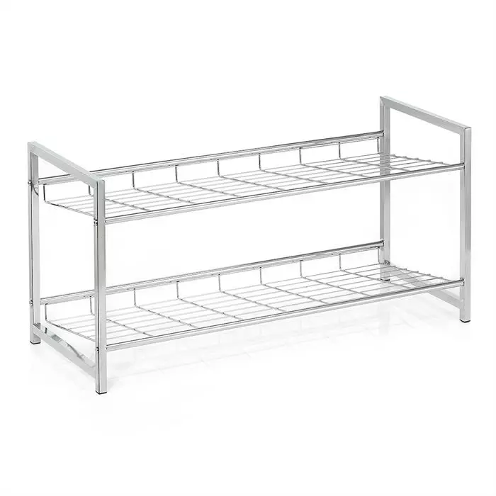 CARO-Möbel Schuhregal VALERIO Metall Verchromt, 2 Ablagen 5 CARO-Möbel Schuhregal VALERIO Metall Verchromt, 2 Ablagen – Bild 3