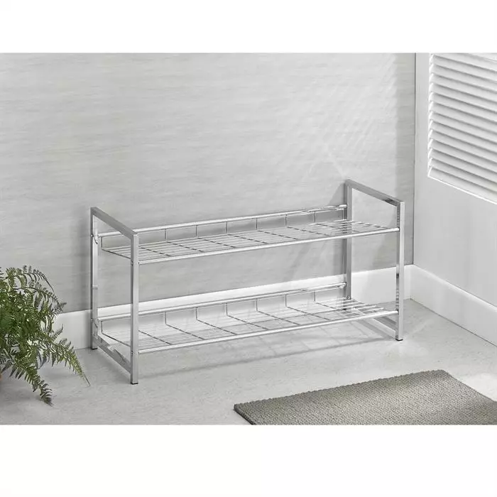 CARO-Möbel Schuhregal VALERIO Metall Verchromt, 2 Ablagen 6 CARO-Möbel Schuhregal VALERIO Metall Verchromt, 2 Ablagen – Bild 4