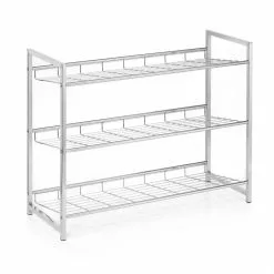 CARO-Möbel Schuhregal VALERIO Metall Verchromt, 3 Ablagen -Möbelgeschäft 94689 2