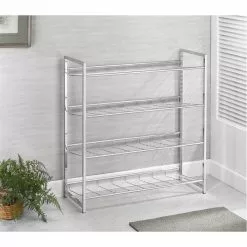 CARO-Möbel Schuhregal VALERIO Metall Verchromt, 4 Ablagen -Möbelgeschäft 94690 3