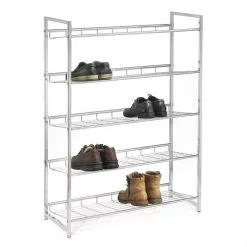 CARO-Möbel Schuhregal VALERIO Metall Verchromt, 5 Ablagen