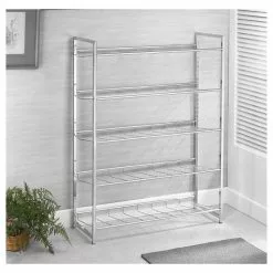 CARO-Möbel Schuhregal VALERIO Metall Verchromt, 5 Ablagen -Möbelgeschäft 94691 3