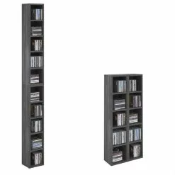 CARO-Möbel CD / DVD Regal CHART Mit 10 Fächern In Esche Grau