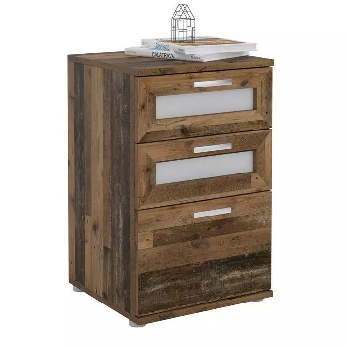 CARO-Möbel Nachttisch MARIKE In Old Style Mit 3 Schubladen 3 CARO-Möbel Nachttisch MARIKE In Old Style Mit 3 Schubladen