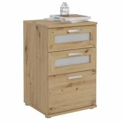 CARO-Möbel Nachttisch MARIKE In Asteiche Mit 3 Schubladen