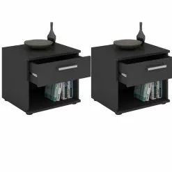 CARO-Möbel Nachttisch MARY Im 2er Set In Schwarz