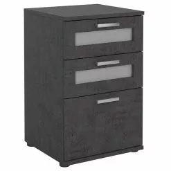 CARO-Möbel Nachttisch MARIKE In Betonoptik Dunkel Mit 3 Schubladen