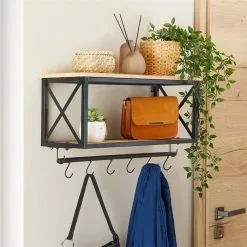 CARO-Möbel Wandgarderobe ARMANDO Schwarz/braun -Möbelgeschäft 95193 AC2