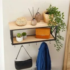 CARO-Möbel Wandgarderobe ARMANDO Schwarz/braun -Möbelgeschäft 95193 AC3