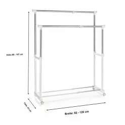CARO-Möbel Garderobenwagen CASA In Weiß, 2 Kleiderstangen -Möbelgeschäft 95300 3