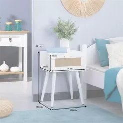 CARO-Möbel Nachttisch KIRAN Mit 1 Schublade, Holz In Weiß -Möbelgeschäft 95328 AC9