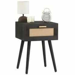 CARO-Möbel Nachttisch KIRAN Mit 1 Schublade, Holz In Schwarz