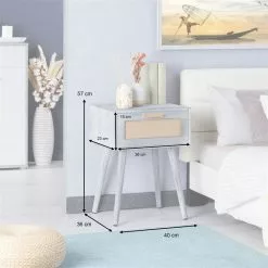 CARO-Möbel Nachttisch KIRAN Mit 1 Schublade, Holz In Grau -Möbelgeschäft 95330 AC10