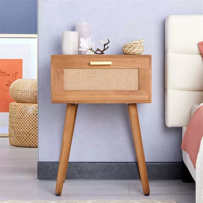CARO-Möbel Nachttisch KIRAN Mit 1 Schublade, Holz In Braun 4 CARO-Möbel Nachttisch KIRAN Mit 1 Schublade, Holz In Braun – Bild 2